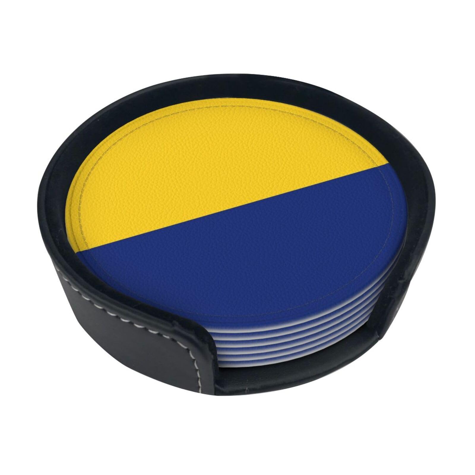 Flag of Perlis Leather Coasters-Set of 6 with Storage Holder
