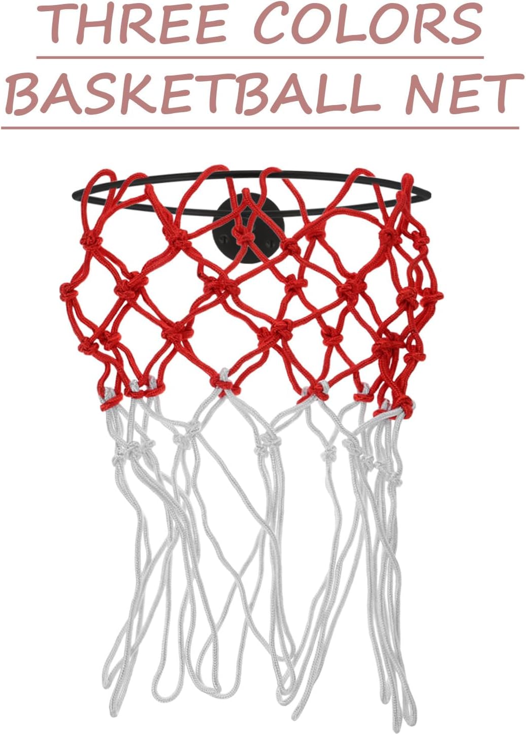 2pcs Basketball Net Replacement 5.5mm Thick Tricolor Basketball Hoop Frame Net Sturdy Outdoor for Court Sports Equipment