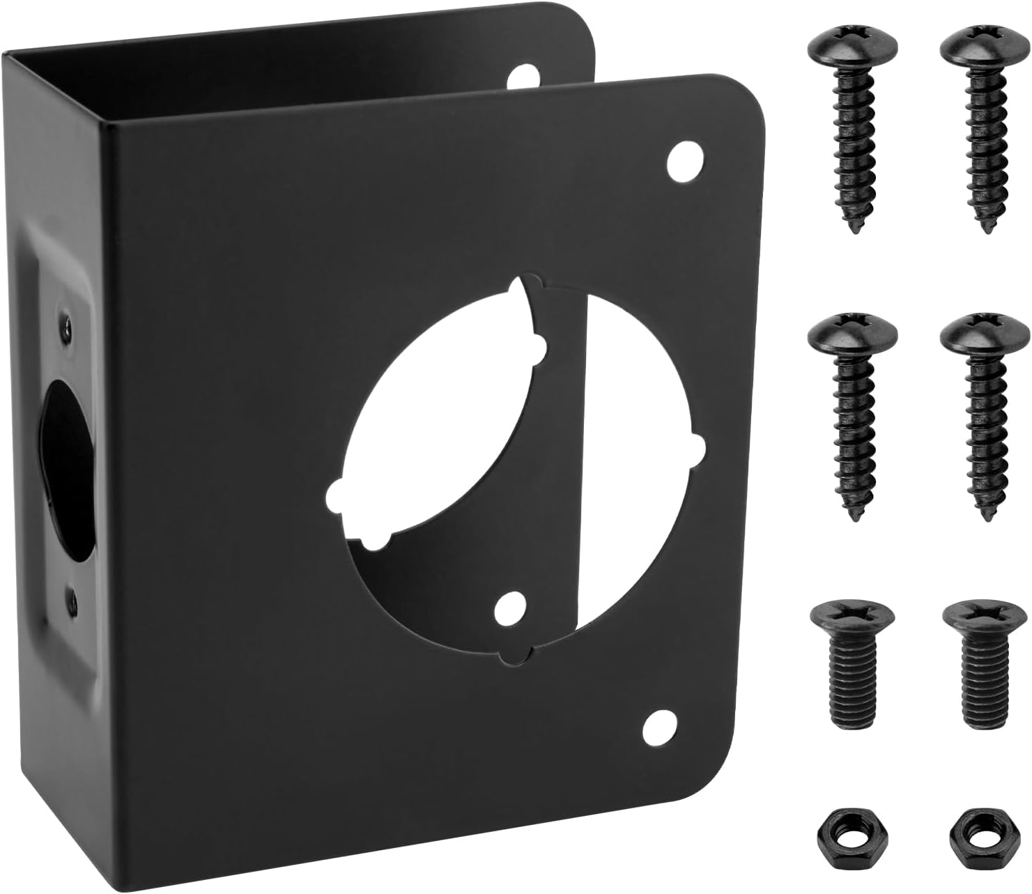 U 9553 Stainless Steel Lock and Door Reinforcement Plate | For 1-3/4 in Thick Doors Stainless Steel Finish in Black, Features One 2-1/8 Inch Bore with a 2-3/8 Inch Backset