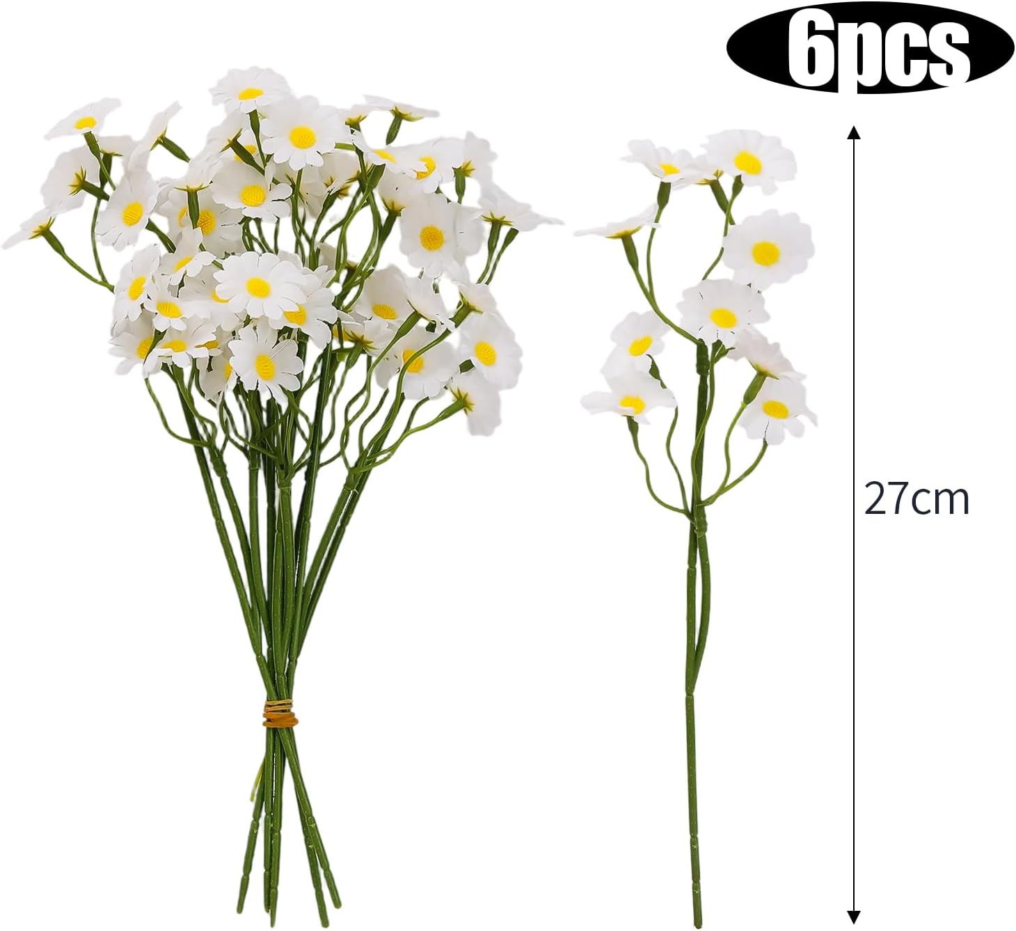 6 peças/buquê de margaridas artificiais pequenas margaridas buquê de flores falsas para decoração de mesa de festa de casamento, cabeça 2,6 cm 6 peças/buquê de margaridas artificiais pequenas margaridas buquê de flores falsas para decoração de mesa de festa de casamento, cabeça 2,6 cm