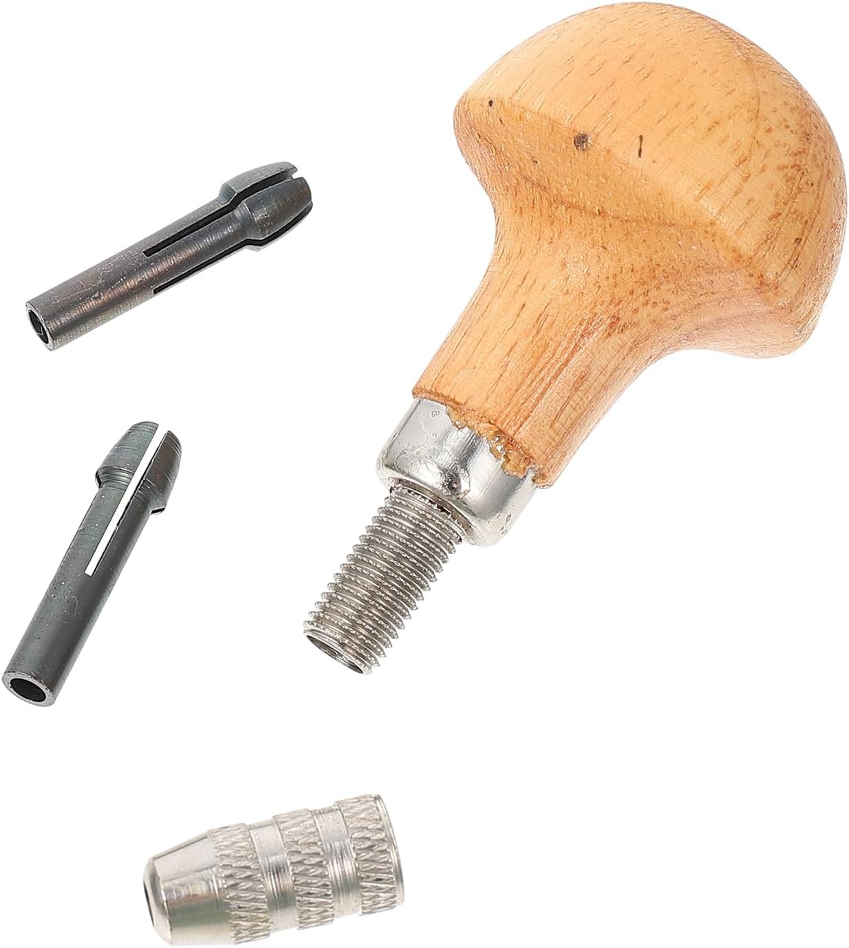 3pcs Pin Vise and Chuck Set with Wooden Handle, Steel Needle Jewelry Watchmaking Tool for Bead Drilling and Wire Holding in DIY Craft and Repair