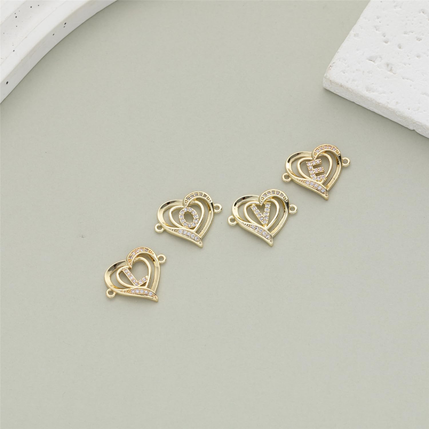 14K White Gold Plated Initial Heart Bracelet for Women Zircon Inlay Heart Initial Charm Bracelets Adjustable Minimalist Jewelry - Image 5