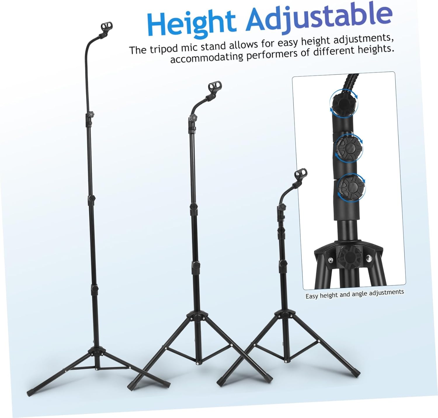 Adjustable Tripod Mic Stand Heavy Duty Microphone Holder with Boom Arm for Singing Performance Stage Party Stable Floor Microphone Stand with Carrying Bag and Wide Compatibility