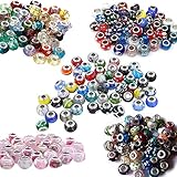 murano perlen italien PERFEKTE GRÖSSE: Jede Perle ist mit einem Loch der Größe 5 mm gebohrt und misst etwa 14 mm x 9 mm. Jede Perle ist mit einem Metallgehäuse versehen, um Ihr Armband und die Perle selbst zu schützen. Die Perle passt auf die meisten Charm-Armbänder und Halsketten.