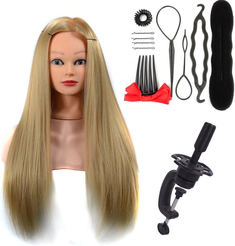 SHERMOW 24" Mannequin Head Hair Hairdresser Training Head Manikin Cosmetology Doll Head (Shoulder Not Included)