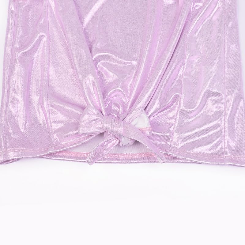 Image of Mirawise Girls Shirts Metallic Tops Clothes Tshirt Ruffle Short Sleeve Tee Size 6-14