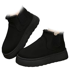 Womens Platform Ankle Boots Winter Comfortable Warm Suede Mini Boot Lightweight Furry Thickened Faux Fur Snow Boot