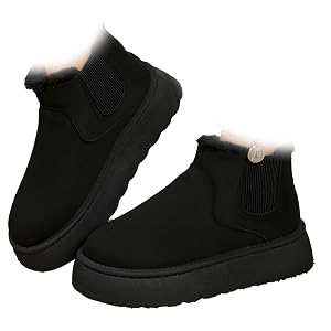 Womens Platform Ankle Boots Winter Comfortable Warm Suede Mini Boot Lightweight Furry Thickened Faux Fur Snow Boot