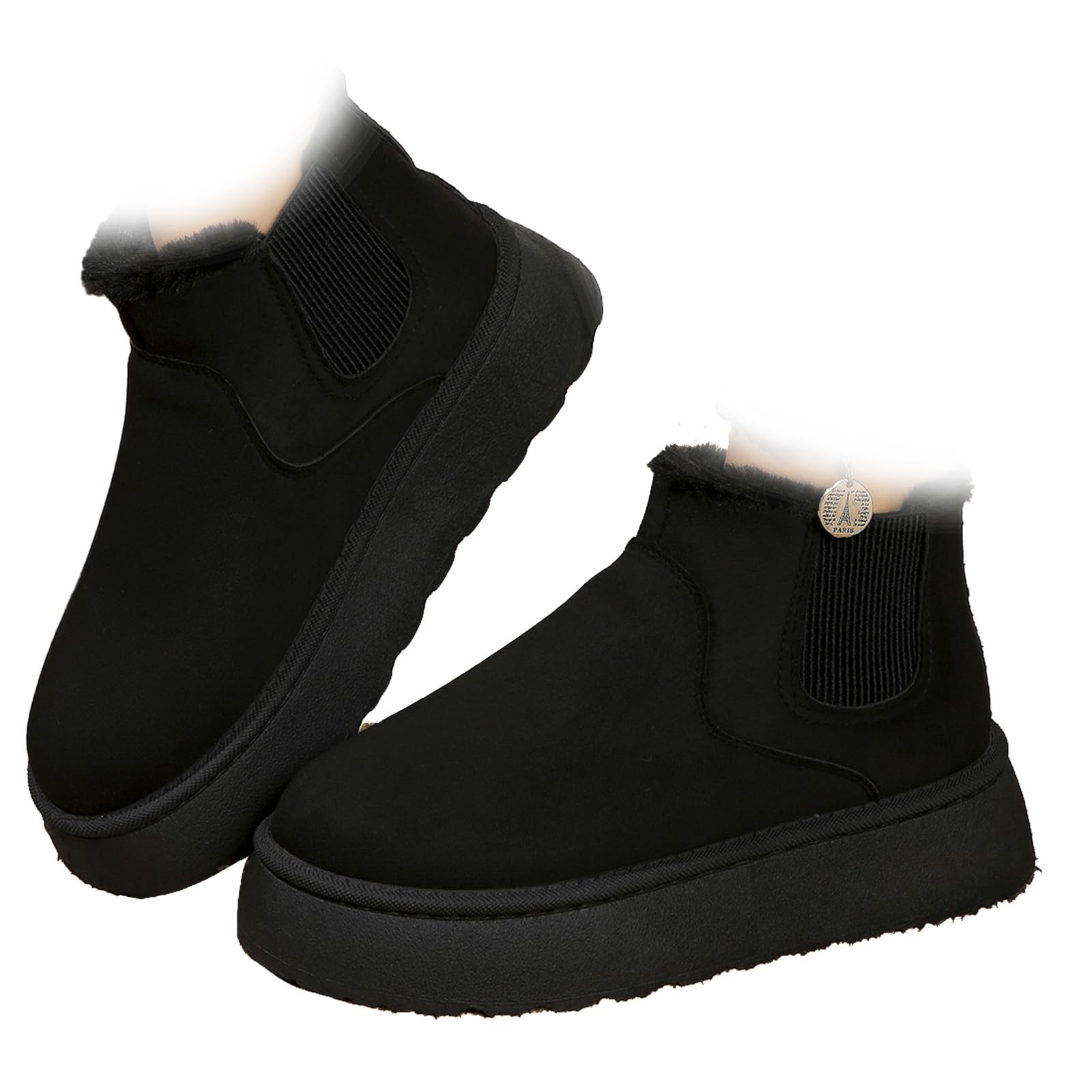 Womens Platform Ankle Boots Winter Comfortable Warm Suede Mini Boot Lightweight Furry Thickened Faux Fur Snow Boot