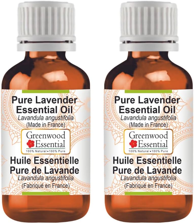 Greenwood Essential Pure Lavender Essential Oil (Lavandula angustifolia) (Made in France) Steam Distilled (Pack of Two) 100ml X 2 (6.76 oz)