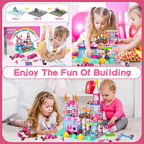 image for Lucky Doug Building Blocks Set for Kids Girls, 171 PCS Pink Princess C