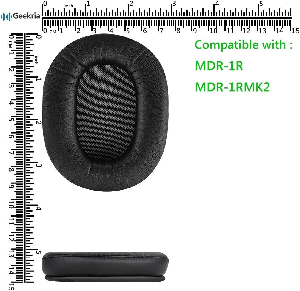 Geekria QuickFit Replacement Ear Pads for Sony MDR-1R, MDR-1RMK2 Headphones Earpads, Headset Ear Cushion Repair Parts (Black)
