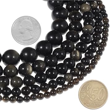6mm Natural Gold Meteorite Gemstone Round Loose Beads Crystal Stone Bracelet Necklace Accessories Crafts for Jewelry Making DIY,1 Strand 15"