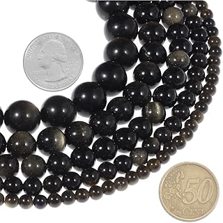6mm Natural Gold Meteorite Gemstone Round Loose Beads Crystal Stone Bracelet Necklace Accessories Crafts for Jewelry Making DIY,1 Strand 15"