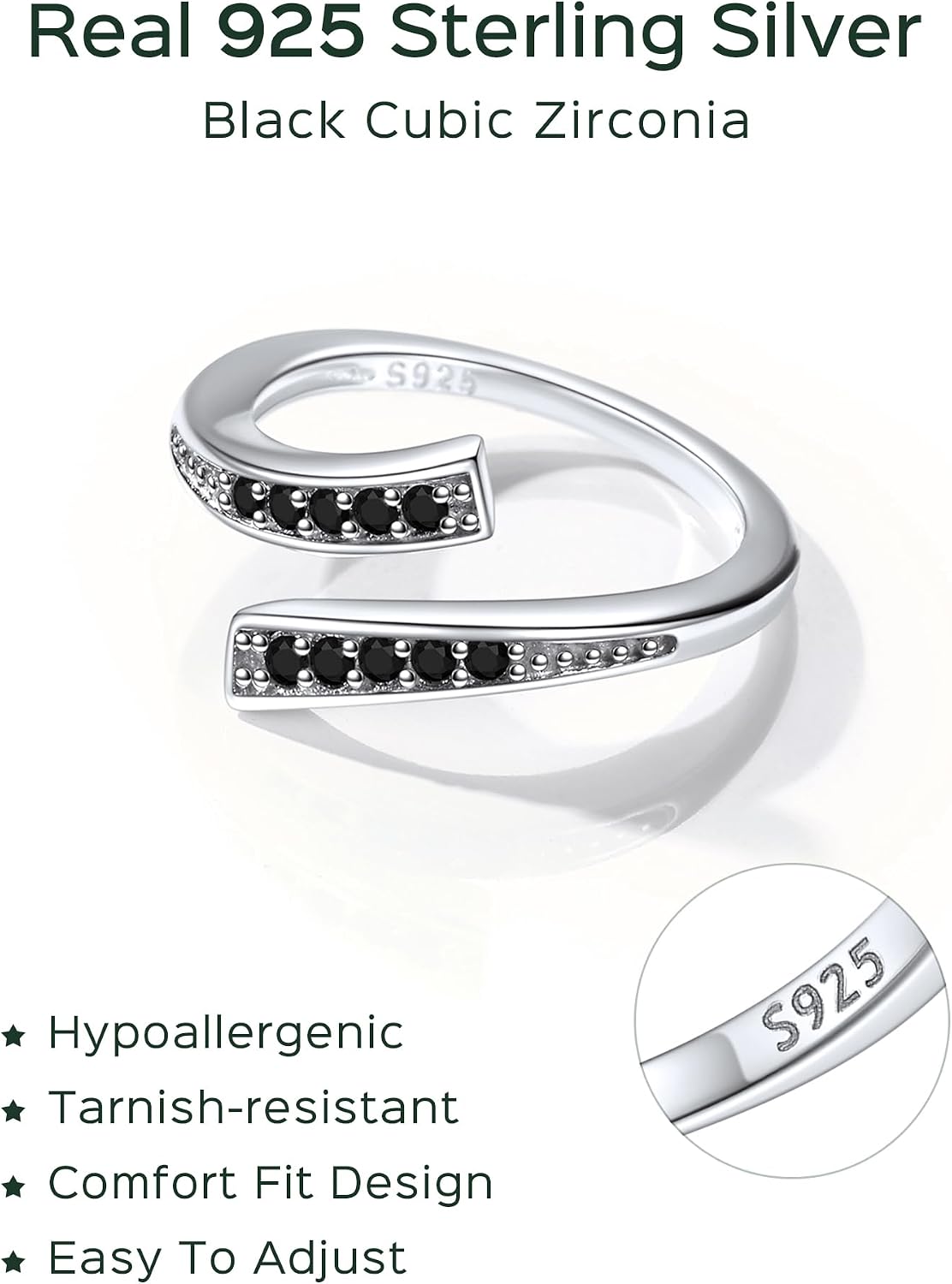 ChicSilver Toe Rings for Women 925 Sterling Silver Toe Ring Hypoallergenic Adjustable Open Rings for Women Summer Jewelry