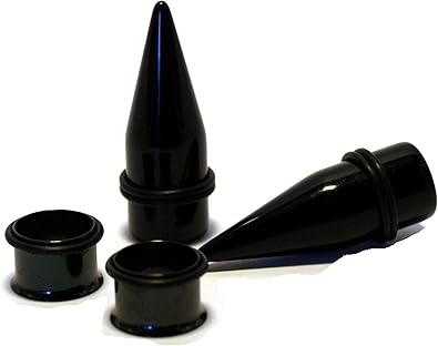 PAIR Black Tapers and Titanium Plated Stainless Steel Tunnels gauges ear stretching kit 7/16 1/2 9/16 5/8 3/4 7/8 1 inch