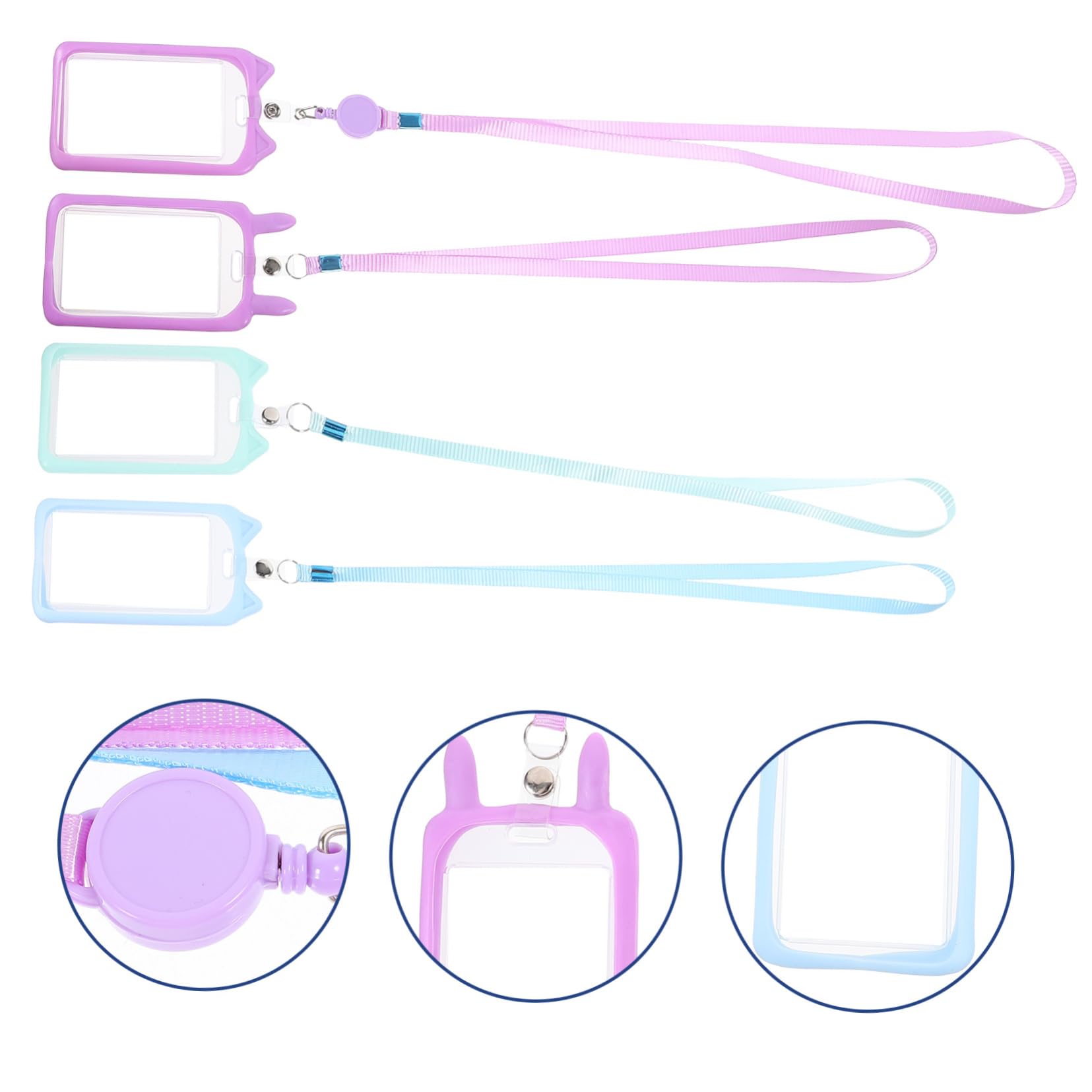 Operitacx 20piezas Titular De Identificación De Cartoon Con Lanyard Funda Para Tarjetas De Nombre Para Transporte Público Trabajo y Escuela Gato Mezcla De