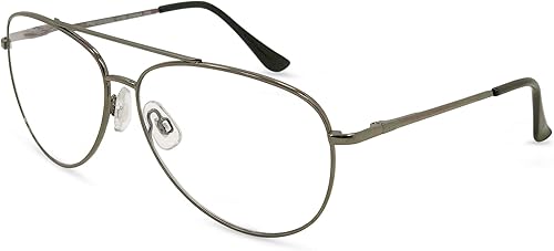 C Moore - Gafas de lectura bifocales progresivas, marco de metal estilo aviador con cable, lente no polarizada