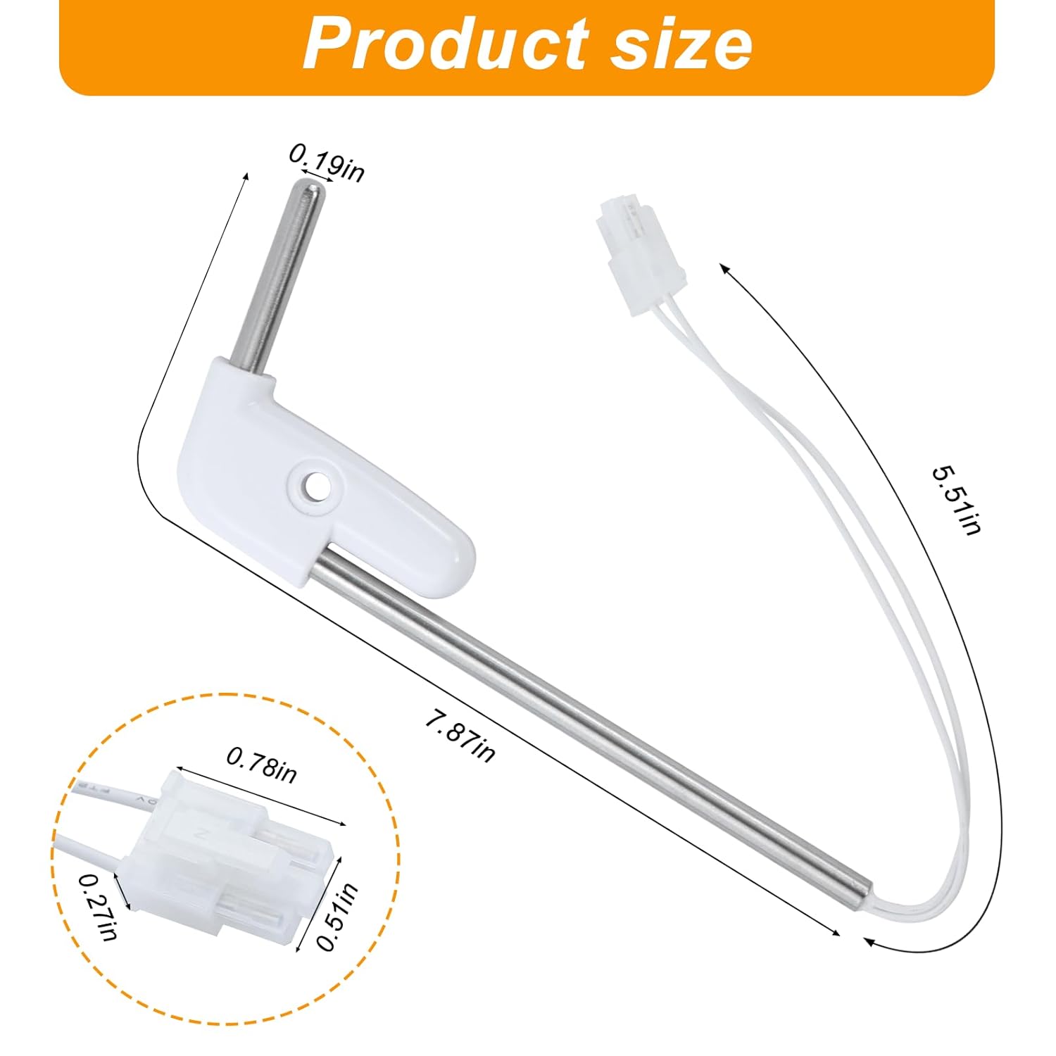 White Thermostat Parts W10511923 WPW10511923 Ice Maker Bin Temperature Sensor Compatible with Whirlpool 3021097 AP6022509 PS11755842 Ice Maker Thermal Resistance