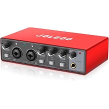 USB Audio Interface, Red 24-Bit/192kHz Plug & Play Recording Sound Card