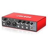 USB Audio Interface, Red 24-Bit/192kHz Plug & Play Sound Card for Recording – XLR/Line In, Headphone Out, Low Latency, Compatible with PC, Mac, Smartphone