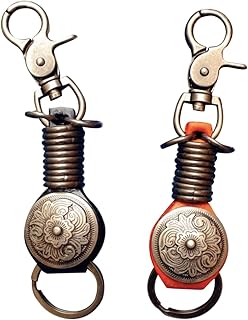 2piezas Llaveros De Punk Retro De Piel Auténtica Decoración Para Llaves Bolso y Mochila Color Negro Para Hombres y Mujeres