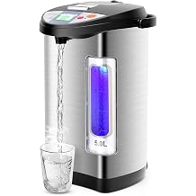 DORTALA Water Boiler and Warmer, 5.28 Qt/5L Stainless Steel Hot Water Dispenser with Safety Lock, Auto-Shut Off & Dry Burn Protection, 3-Ways to Dispense, 5 Temp Settings, Instant Heating for Tea