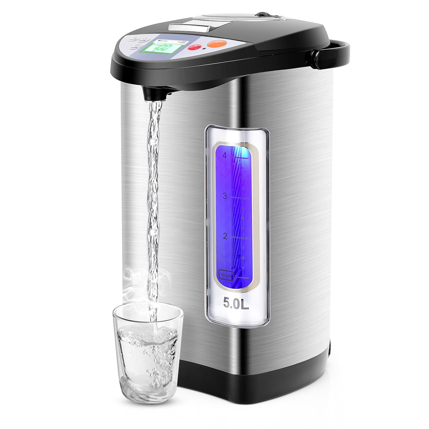 DORTALA - Boiler and water heater, 5.28 Qt/5L stainless steel hot water dispenser with safety lock, automatic shut-off and...