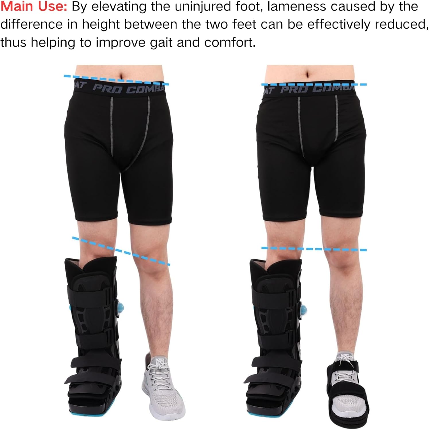 Shoe Balancer for Use with Walking Boot and Uneven Legs, Shoe Leveler for Leg Length Discrepancy, Flat Shoes Lift for Left or Right Foot