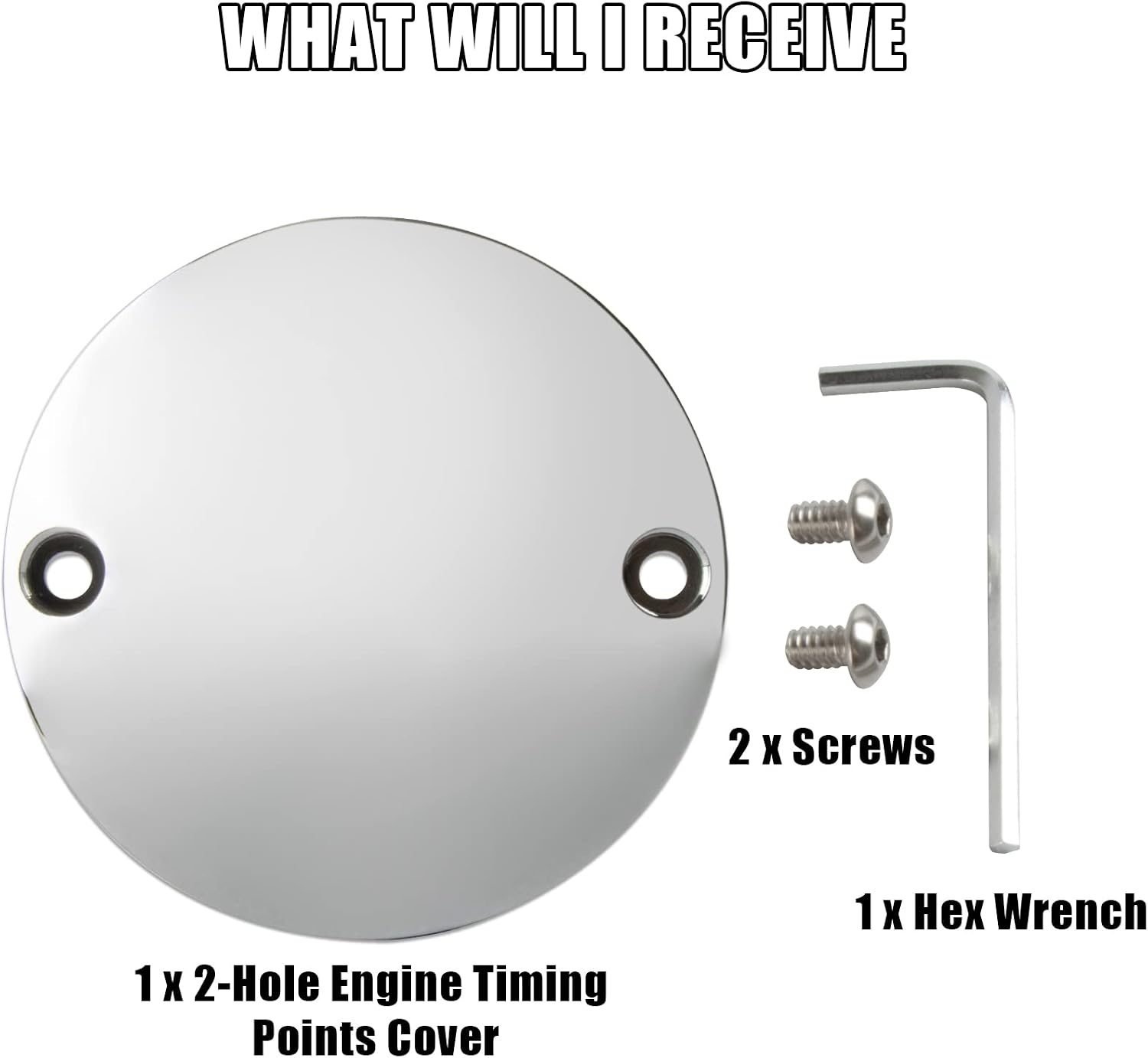 Domed Points Cover, PSLER Motorcycle Ignition Engine Timing Points Cover for Softail Bigtwin, 2-Hole, Chrome