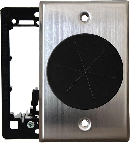 Grommet Wall Plate – Cable Pass Through Plate for In-Wall Cable Management, Wire Concealment for TV, HDMI, Ethernet, Speaker, and Home Theater Systems - (Stainless Steel)
