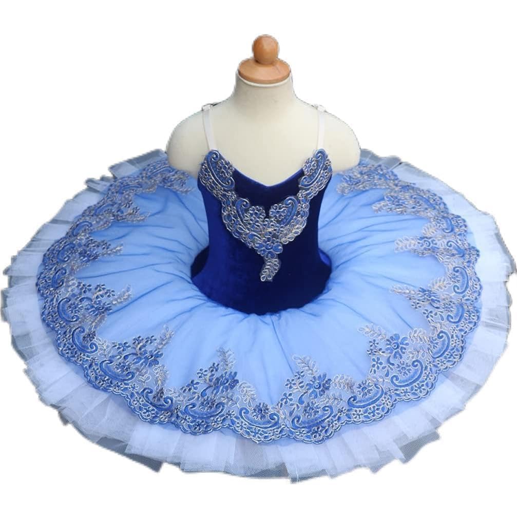 Ballet Swan Lake tu Ropa Leota Estampada Falda de Chaleco Falda de Bailarina esponjosa Falda de actuación(Size:160cm,Color:Azul)