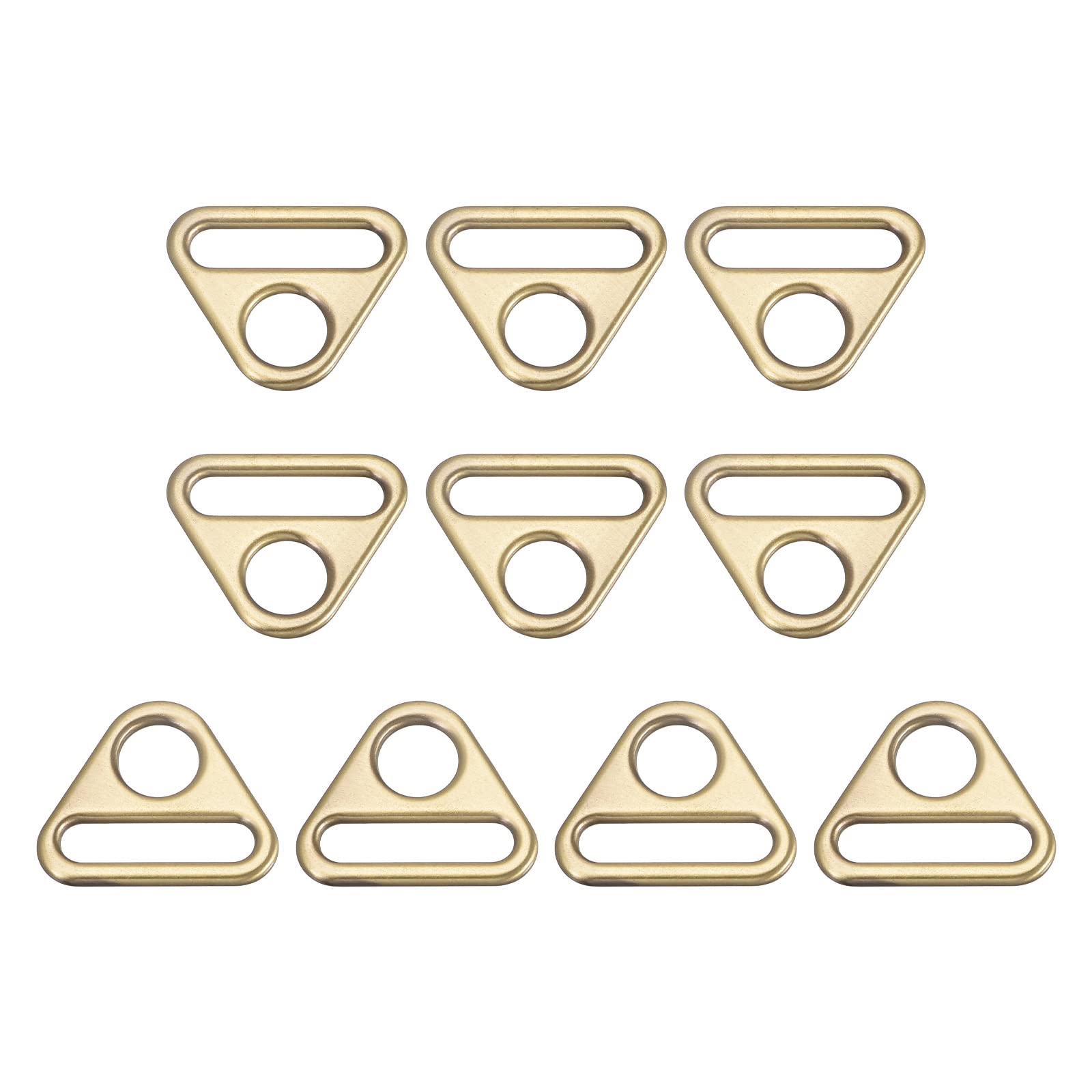 sourcing map Triangle Buckle Adjuster, 10Pcs 1-1/4 Inch Triangle D Rings Adjuster Triangle with bar Swivel Clip for Webbing Bag Strap, Bronze