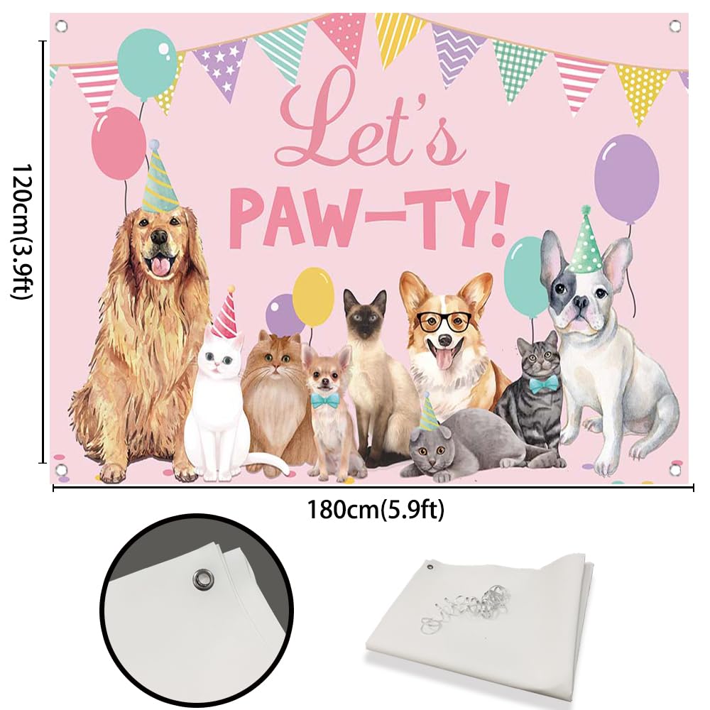 Lofaris Fotohintergrund „Let’s Paw-ty“ – 1,5 X 0,9 M Süße Katzen-Deko Für Geburtstag & Fotos