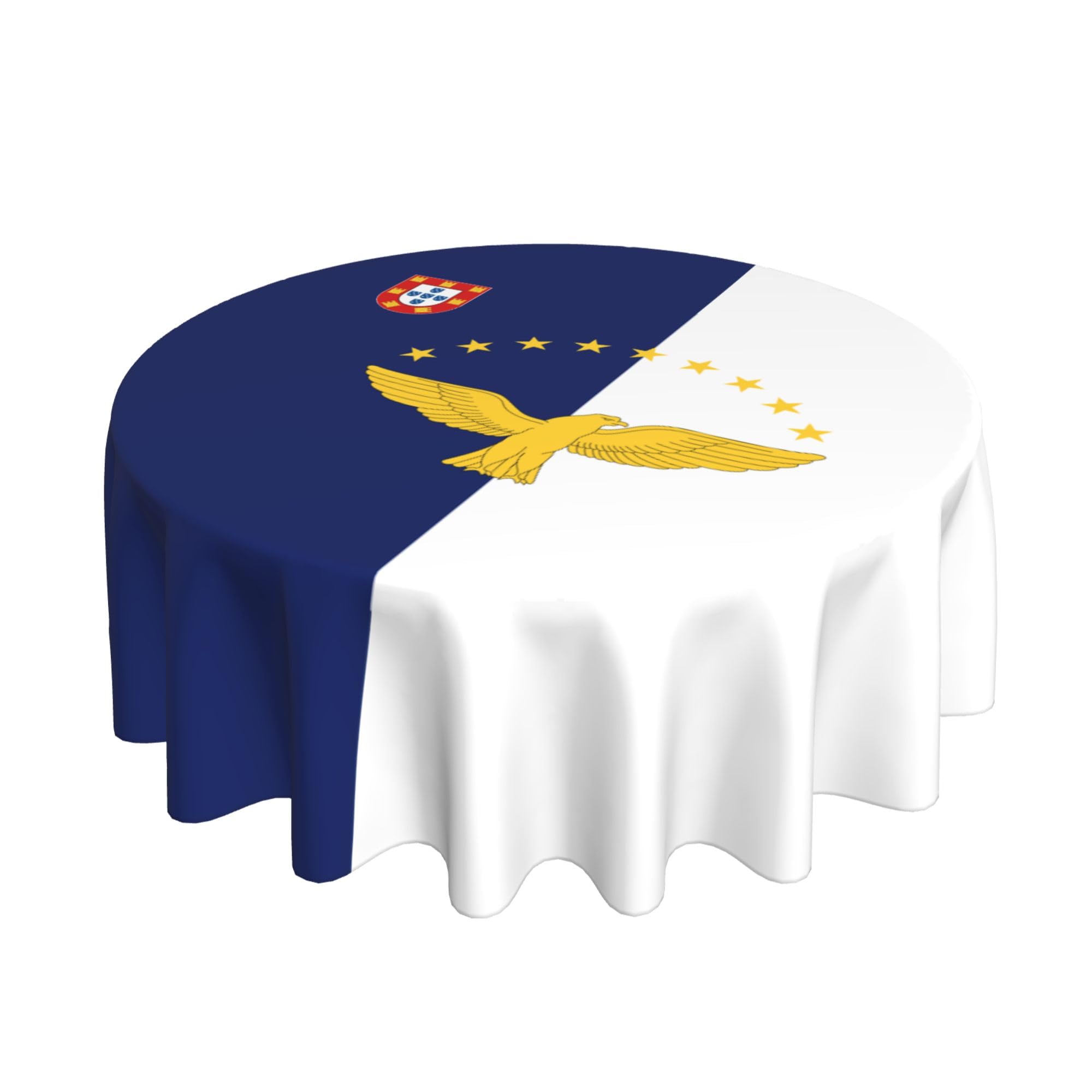 HLBSDM The Azores Flag 60" Restaurant Circle Decor Tablecloth Festive Table Cover Round Art Desk Cloth