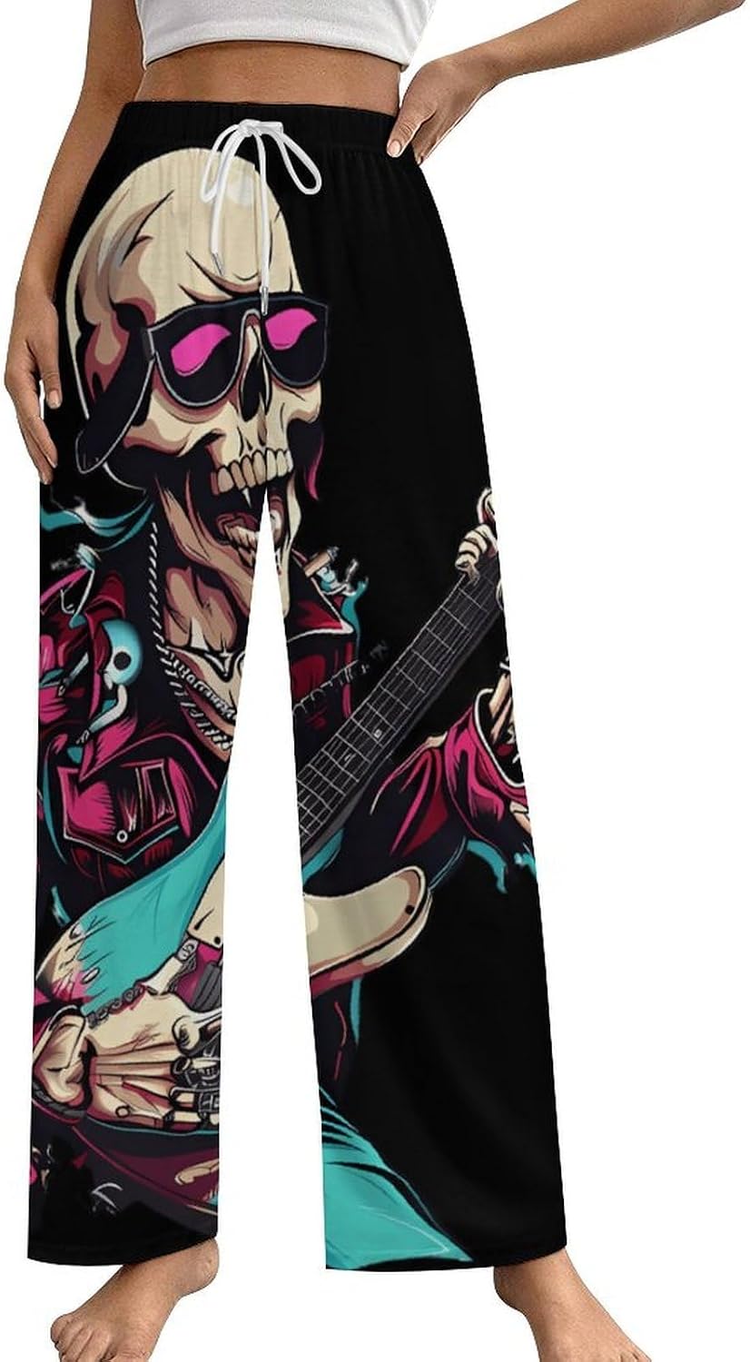 Skeleton Rock And Roll Women's Pajamas Pants Lounge Bottoms Trousers Sleepwear Nightwear Pjs
