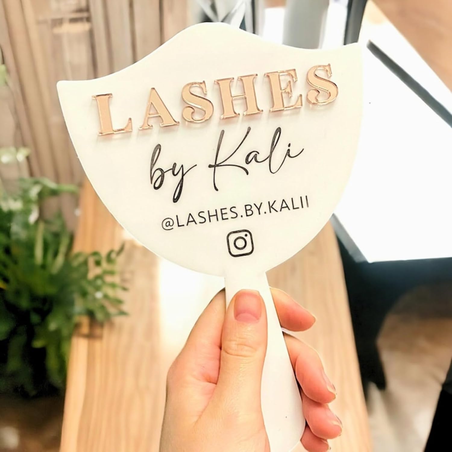 Custom Eyelash Technician Photo Prop Personalised Acrylic Handheld Lash Mirror Beauty Mirror for Social Media Lash Tech Supplies Lash Room Decor,Gifts for Lash Techs (Black)