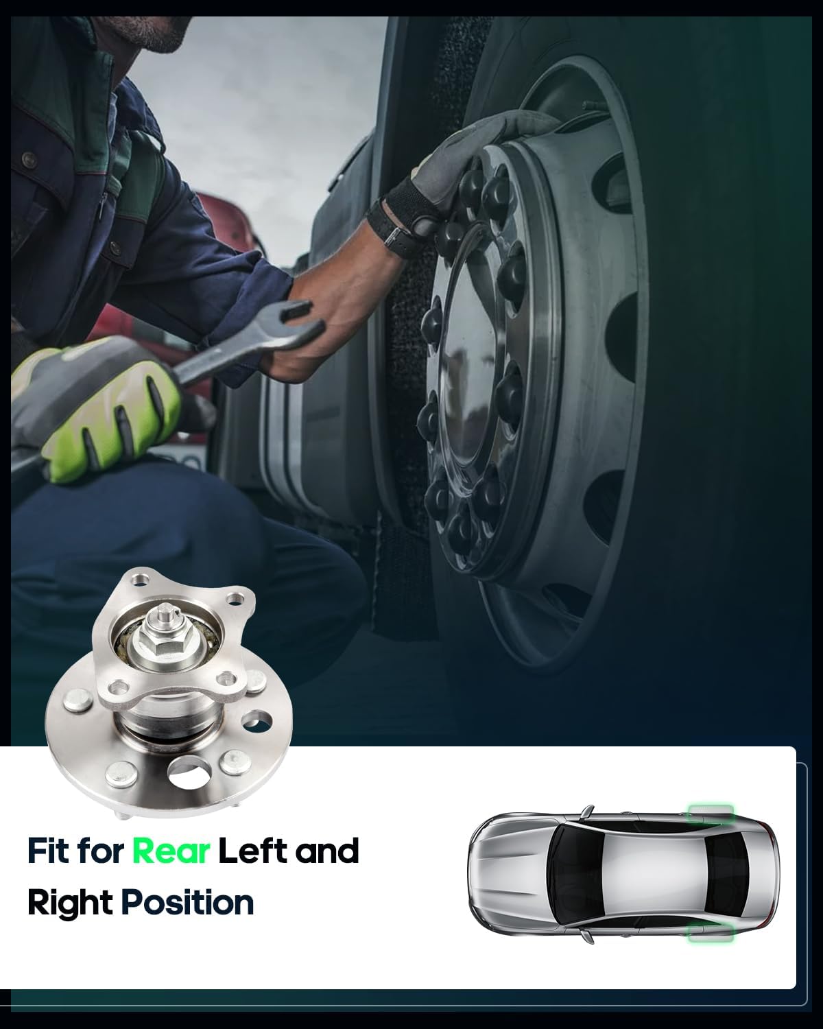 SCITOO Wheel Bearing and Hub Assembly Replaces 512311 Rear fit for Toyota Avalon 1995-1996, for Toyota Camry 1992-2001, for Toyota Solara 1999-2003 Hub Bearing Assembly 5 Lugs Non-ABS [2pc]