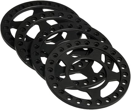RCLIONS 4pcs Aluminum RC Beadlock Wheel Rim Replacement Ring for 110 RC Crawler Car 1.9" Wheels/RimsBlack