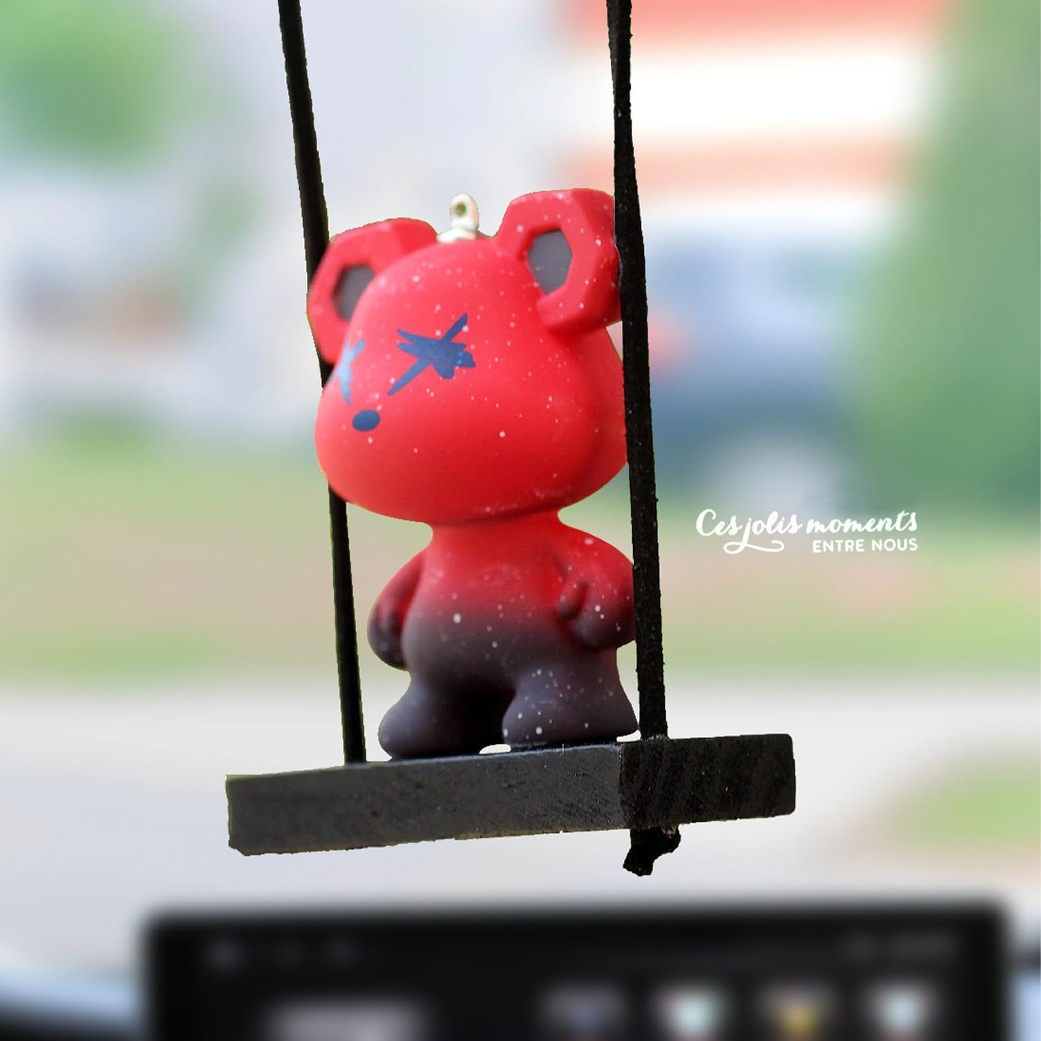 Rear View Mirror Hanging Accessories Of Swinging Bear Cool Car Hanging Ornament Pendant Interior Decoration (Red Bear) image 4