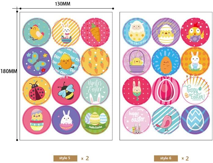 Miniatura 6 de Etiquetas adhesivas de regalo de Pascua, calcomanías temáticas de Pascua, 72 diseños, etiquetas autoadhesivas, novedad surtida huevos de conejo de