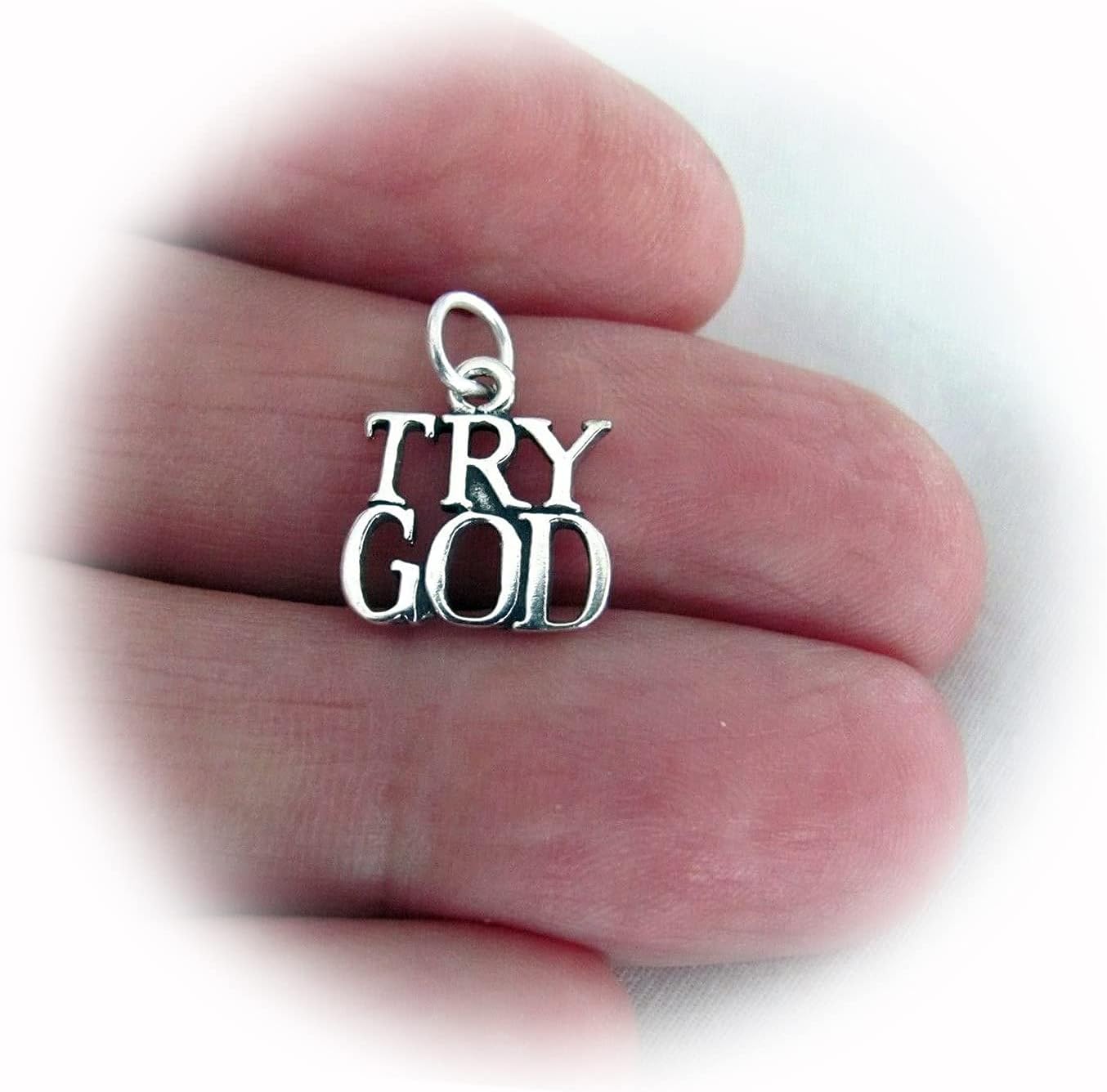 New Sterling Silver Try God Small Charm ME0192MOOO