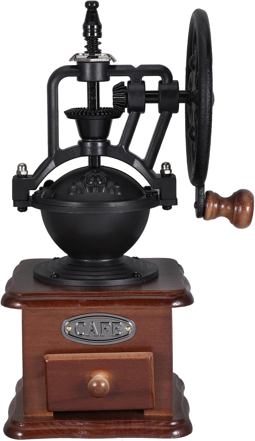 Mikinona Manual Coffee Bean Grinder Hand Crank Small Portable Vintage Style Hand Coffee Grinder for Home Kitchen and Travel