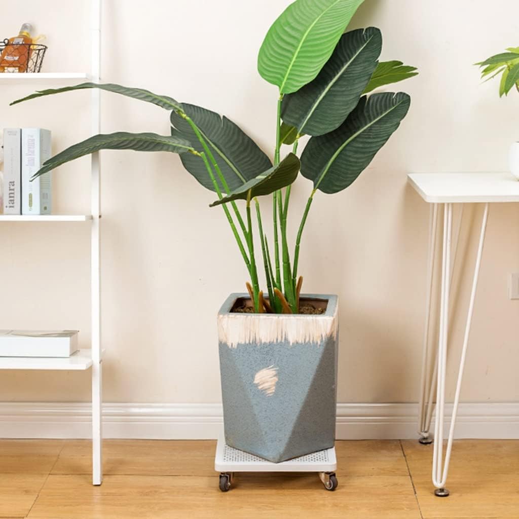 Caddies Large Metal Square Plant Caddy With Wheels Rolling Plant Stand With Casters Plant Dolly For Indoor And Outdoor Plant Pot Roller Base Square Plant Movers ( Color : /White , Size : 12 inch )