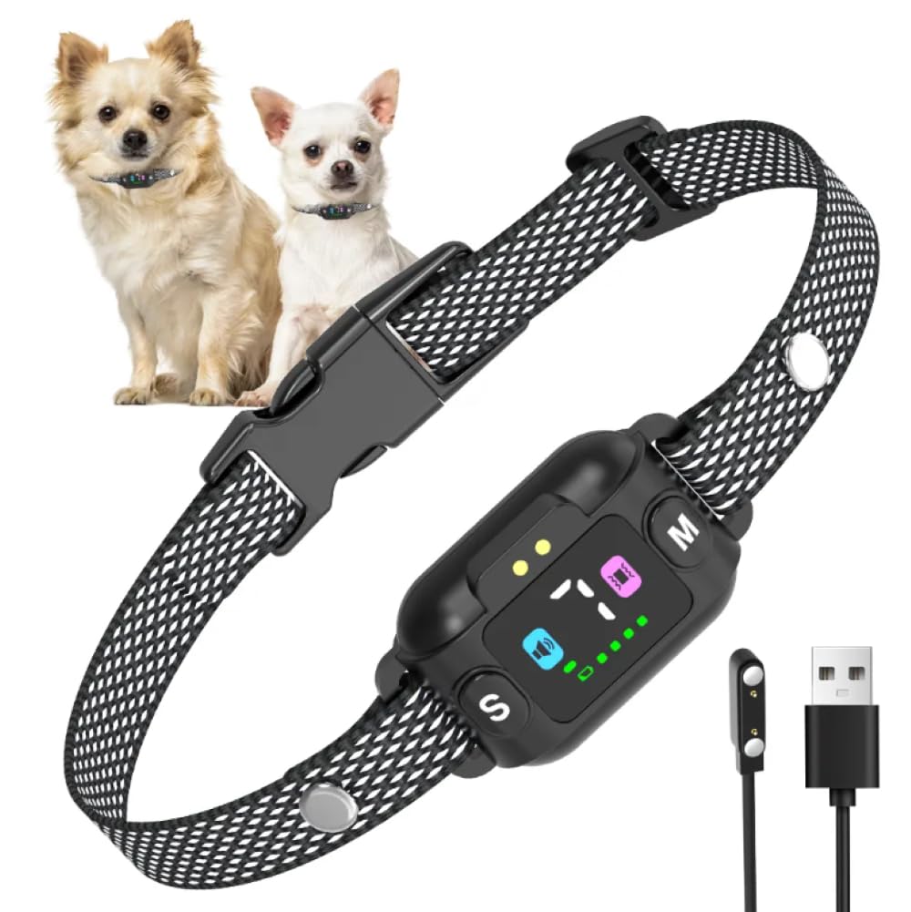 SPEAKY Bark Collar – No Shock Dog Bark Collar for Small and Medium Dogs – 7 Sensitivity Levels – Beep & Vibration – Smart Bark Detection – Magnetic Recharge – IPX7 Waterproof
