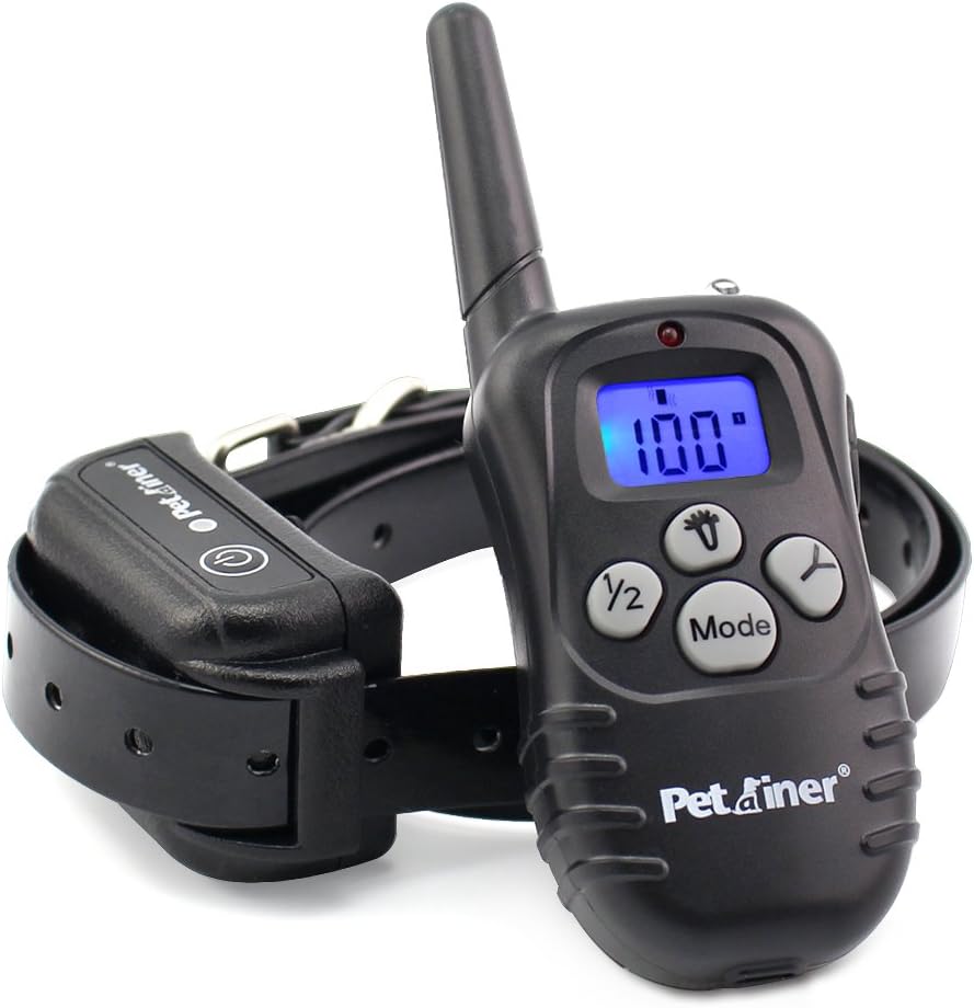 Petrainer Upgraded Model Rechargeable & Waterproof Remote Dog Training Collar 330 yd Electric Dog Bark Collar with Beep/Vibration/Shock Collar for Dogs