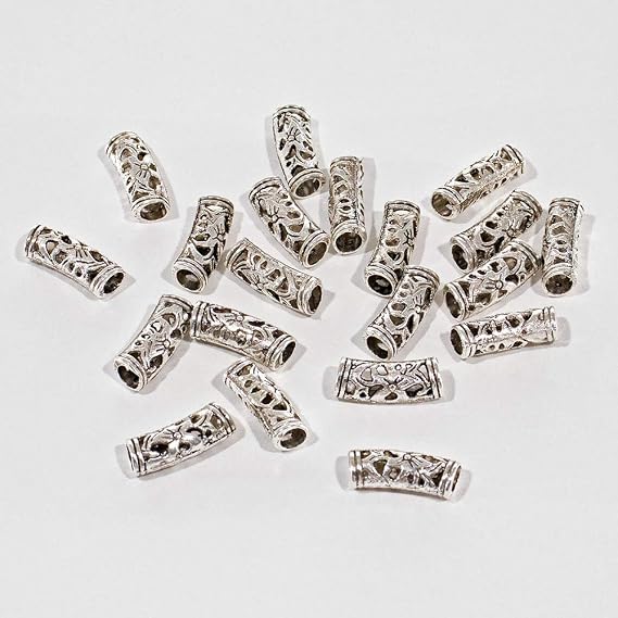 20 Pack (Gold) Set of Curved Viking Runes Metal Beads - Vintage Charms for Hair Braids, Bracelets, Necklaces, and DIY Jewelry