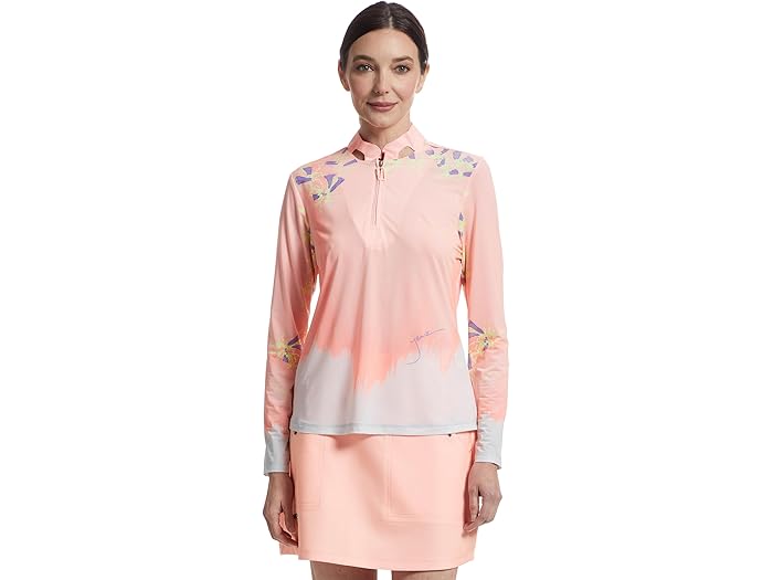 Sunsense Trellis Print Long Sleeve 1/4 Zip Sun Protection Top - Image 1