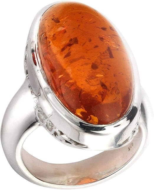 Amber Ring Sterling Silver Amber Ring Amber Statement Ring Ladies