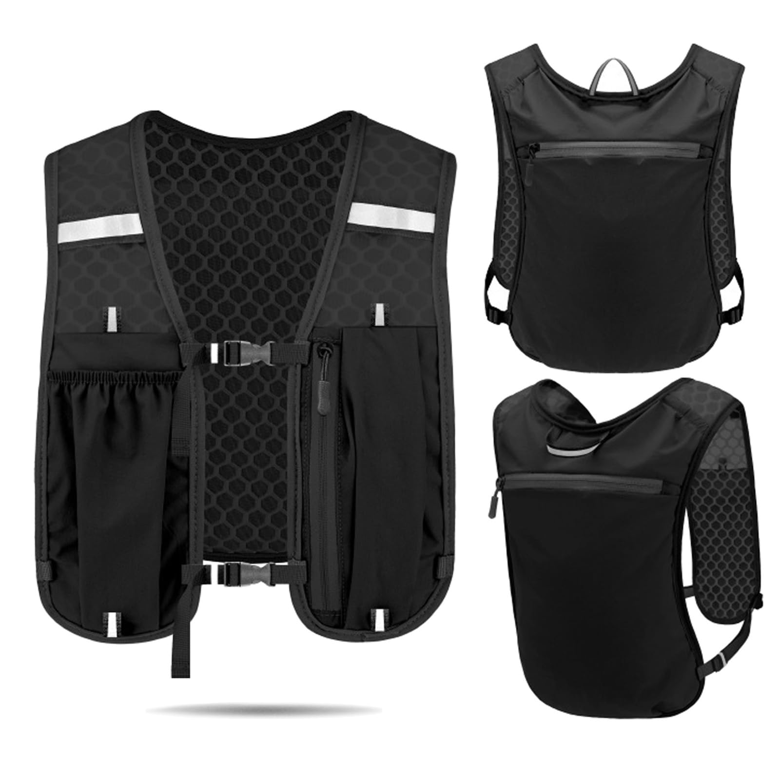 Gilet Running Uomo Donna Leggero, Traspirante Gilet Corsa Con 7 Scompartimenti E Porta Cellulare, Zaino Da Corsa Idratazione Con Strisce Riflettenti, Running Vest Per Trail Ciclismo Trekking